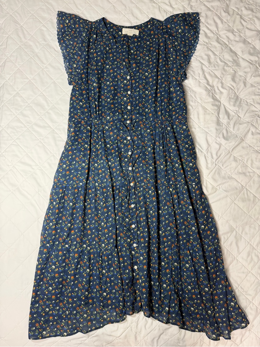 Trovata Navy Blue Floral Button-Front Maxi Dress